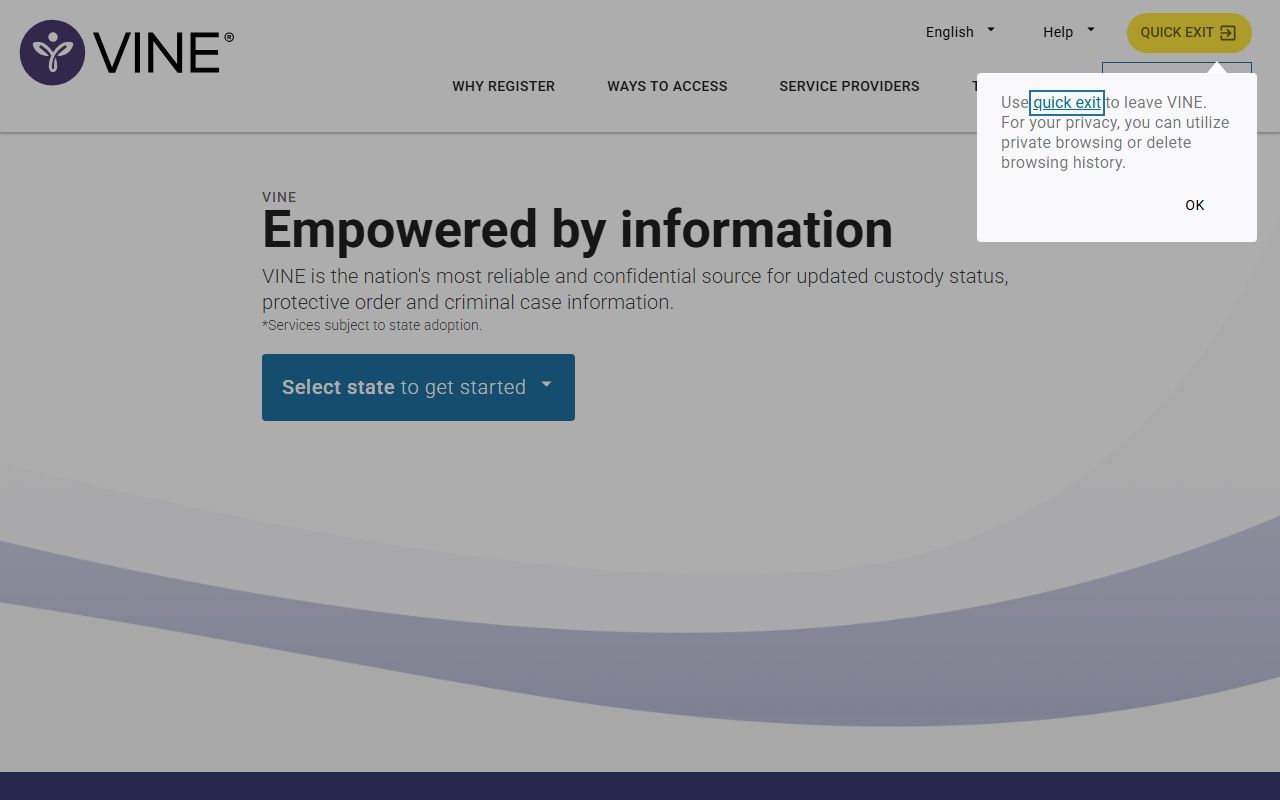 VINELink Texas custody status home page linked by Lynn County Sheriff